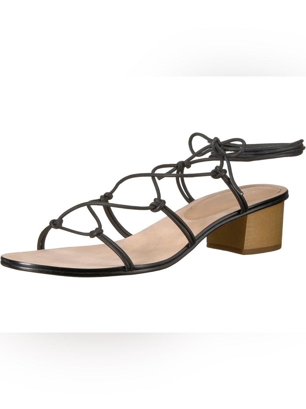 Pour La Victoria Women’s Black Strappy Knot Low Block Heel Sandal